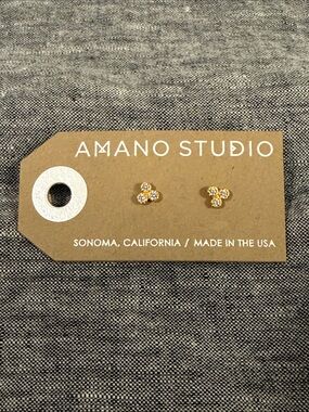 Amano Studio Gold Trio Crystal Stud Earrings
